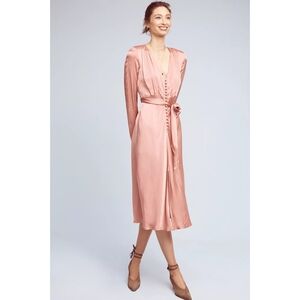 Anthropologie Ghost London Rose Dawn Dress Sz Small Blush Pink Vintage Style